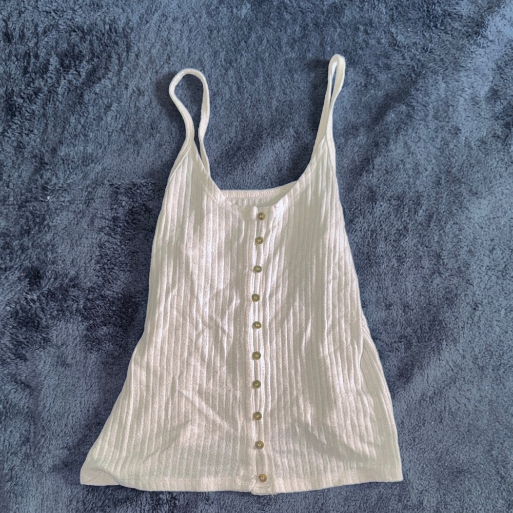 American Eagle Outfitters Cream Button-Front Tank Top